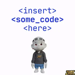 A Cartoon Character Stands In Front Of A White Background That Says Insert Some Code Here