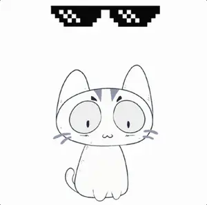 A Cartoon Cat Wearing Sunglasses With The Words Deal With It Above It