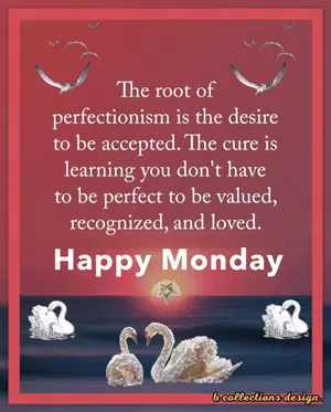 A Happy Monday Message With Swans And Birds On It