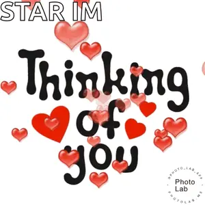 A Poster That Says Star Im Thinking Of You With Red Hearts