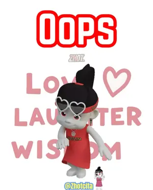 A Cartoon Girl Is Wearing A Red Headband That Says Oops Love Laughter Wisdom