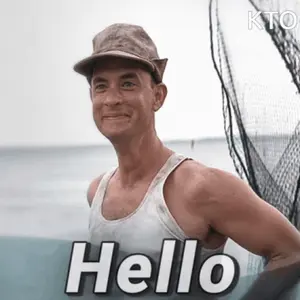 A Man Wearing A Hat And A Tank Top Is Smiling And Says Hello