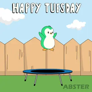 A Cartoon Of A Penguin Jumping On A Trampoline With The Text Happy Tuesday