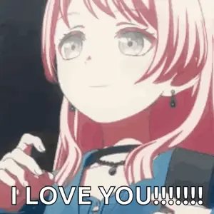 A Pink Haired Anime Girl Is Making A Heart Shape With Her Hands And Saying `` I Love You '' .