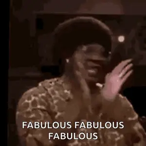 A Man Wearing Glasses Is Making A Funny Face With His Hands In The Air And The Words `` Fabulous Fabulous Fabulous '' .