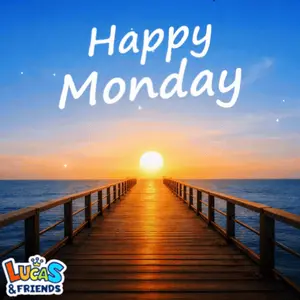 A Picture Of A Pier With The Words Happy Monday