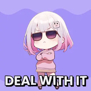 A Picture Of A Girl With Sunglasses And The Words Deal With It Below Her