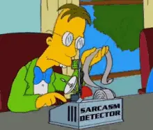 A Cartoon Character Is Sitting At A Desk With A Sarcasm Detector