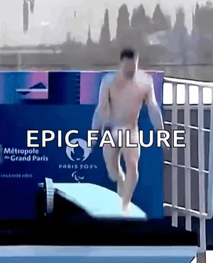 A Naked Man Is Jumping Into A Pool With The Words Epic Failure Written Above Him