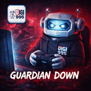 An Advertisement For Guardian Down Shows A Robot Playing A Video Game