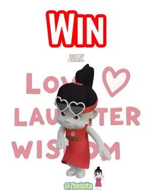 A Poster That Says Win Love Laughter Wisdom With A Cartoon Girl On It