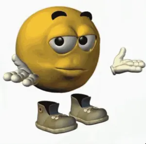 A Cartoon Smiley Face Wearing A Pair Of Shoes And Gloves