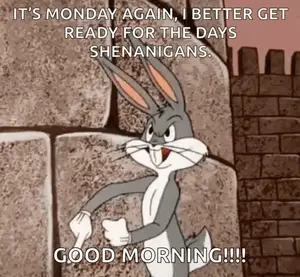 Bugs Bunny Says It 'S Monday Again , I Better Get Ready For The Days Shenanigans Good Morning !!!