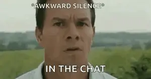 A Man In A White Shirt Is Standing In A Field With A Caption That Says `` Awkward Silence '' In The Chat .