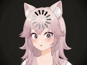 A Girl With Cat Ears Has A Loading Wheel On Her Head