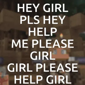 A Poster With A Minecraft Character That Says Hey Girl Pls Hey Help Me Please Girl Please Help Girl