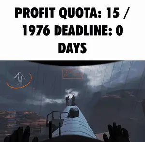 A Screenshot Of A Video Game With The Words Profit Quota 15 / 1976 Deadline 0 Days