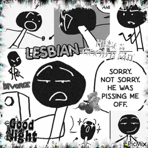 A Collage Of Stick Figures With The Words Lesbian Good Night On The Bottom