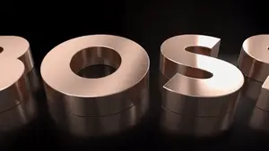 The Word Boss Is Written In Gold On A Black Surface