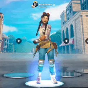 A Girl In A Video Game Is Standing In Front Of A Building And Says Kerryniuvsu