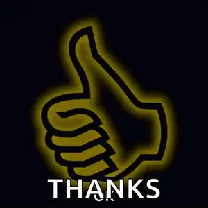 A Yellow Thumbs Up Sign With The Word Thanks Underneath
