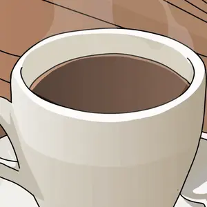 A Cup Of Coffee Sits On A Saucer On A Wooden Table