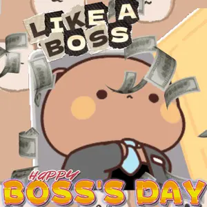 A Happy Boss 'S Day Poster With A Cartoon Character