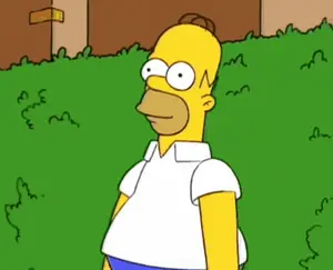 Homer Simpson Is Standing In Front Of A Building With A Sign On It