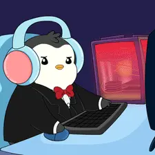 A Penguin Wearing Headphones And A Bow Tie Is Typing On A Computer