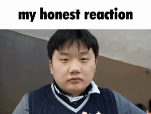 A Picture Of A Young Man With The Words My Honest Reaction Above Him