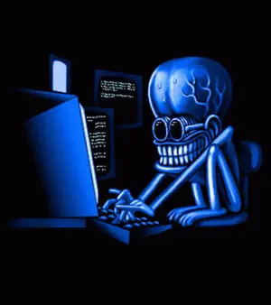 A Cartoon Of A Skeleton Typing On A Computer Keyboard