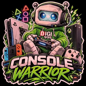 An Illustration Of A Robot Holding A Video Game Controller And The Words Console Warrior