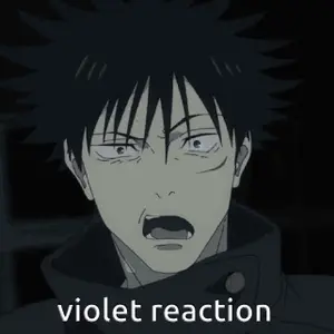 A Cartoon Of A Man With A Surprised Look On His Face And The Words Violet Reaction Below Him