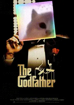 A Poster For The Godfather Shows A Man In A Tuxedo Holding A Rainbow Colored Box