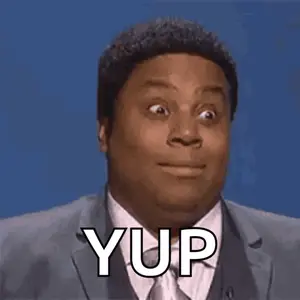 A Man In A Suit And Tie Is Making A Funny Face With The Word Yup .