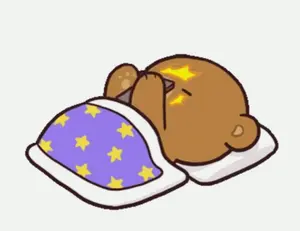 A Cartoon Of A Teddy Bear Sleeping With A Phone In Its Mouth