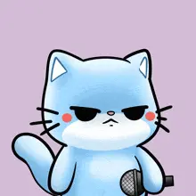 A Cartoon Cat Is Holding A Microphone And Looking Angry