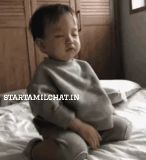 A Baby Is Sitting On A Bed With The Words Starttamilchat.In On The Bottom Right