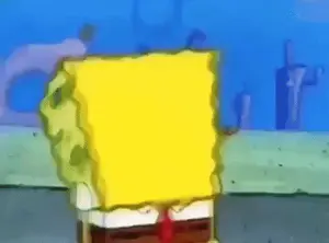 Spongebob Squarepants Is Standing In The Water With A Yellow Block On His Head .