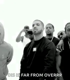 A Group Of Men Are Standing Next To Each Other In A Black And White Photo With The Words `` Dis Is Far From Overrr '' .