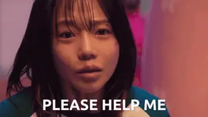 A Woman Asking For Help With The Words Please Help Me Written Below Her