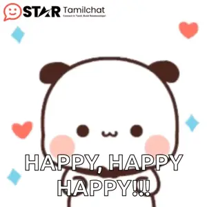 A Cartoon Bear Says Happy Happy Happy !!!