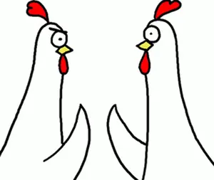 A Cartoon Of Two Chickens Holding Hands With The Words Bro Bro Behind Them