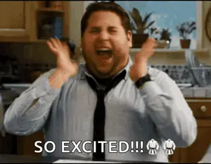A Man In A Tie Is Excited And Says So Excited !!!