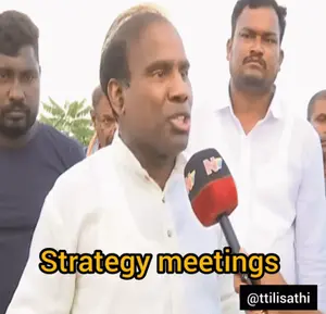 A Man Talking Into A Microphone With The Words " Strategy Meetings " Written On The Bottom