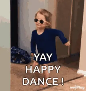 A Little Girl Wearing Sunglasses Is Dancing And Saying Yay Happy Dance !