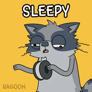 A Cartoon Of A Raccoon Holding A Piece Of Paper And The Word Sleepy Above It