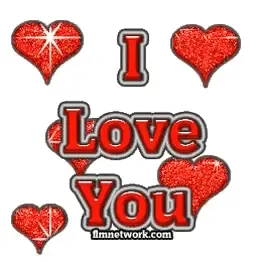 A Graphic That Says " I Love You " With Red Hearts