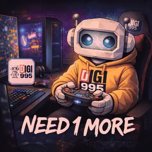 A Robot Is Holding A Video Game Controller In Front Of A Computer And A Sign That Says Need 1 More
