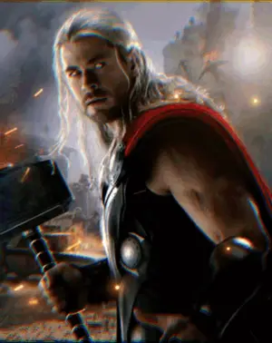 A Painting Of Thor Holding A Hammer In His Hands